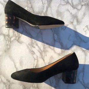 Talbots Isa Suede Block Tortoise Shell Heel black 8.5 Women's Suede Memory Foam